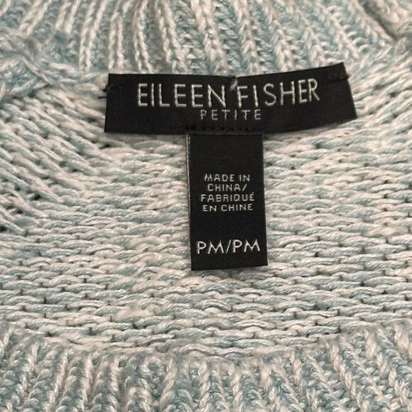 EILEEN FISHER Women’s Light Blue Gray Long Sleeve Organic Linen Cotton Raglan Sw - Picture 5 of 8